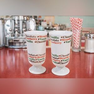 Vintage 1950s 1960s Ice Cream Soda Fountain Milkshake Glasses  Set of 2